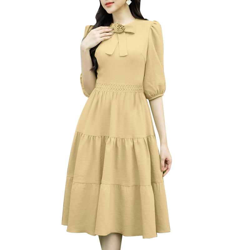 

ZANZEA Женское повседневное летнее платье с круглым вырезом и рукавами до локтя 5XL хаки