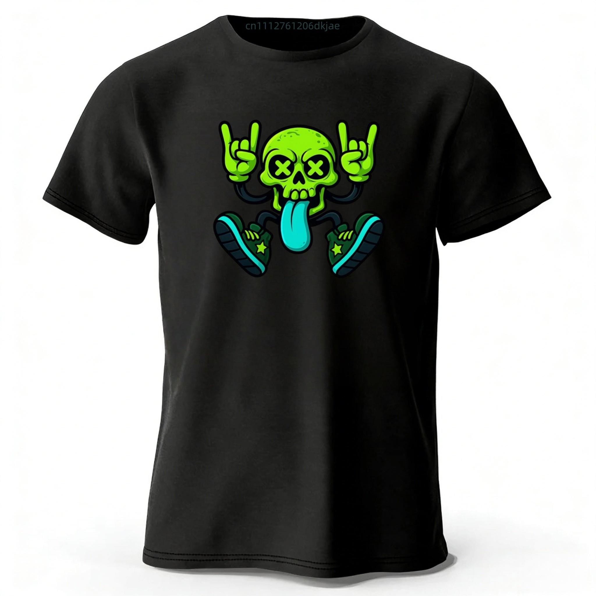 

Funny Hiphop Skull Pure Cotton Short Sleeved Summer Mens Casual Plus Size Soft Tshirt with Multiple Colors To Choose From M
