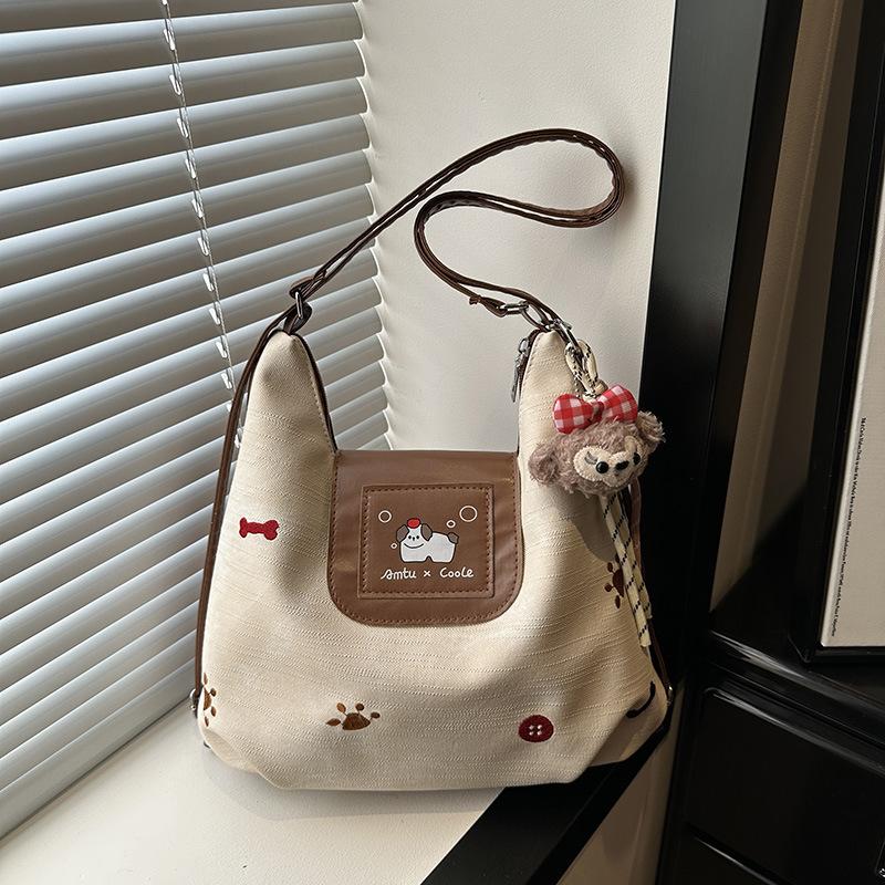 

Women s bag new trend cute embroidery with pendant casual simple daily commuter bag without pendant