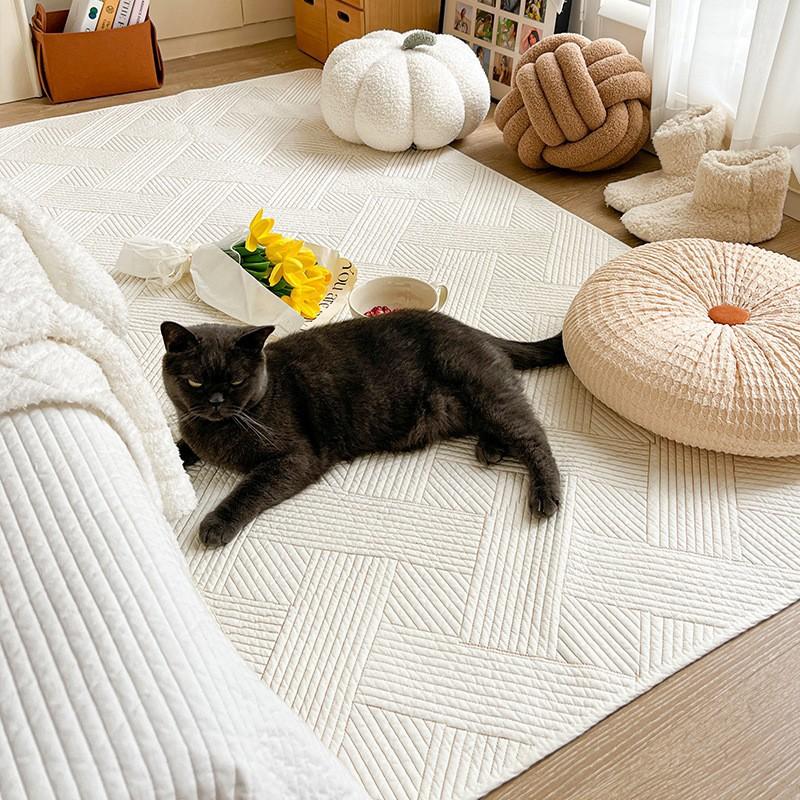 Pure Cotton Nordic Simple Cotton Washed Cotton Floor Mat Household Living Room Carpet Bedside Mat Tatami Mat