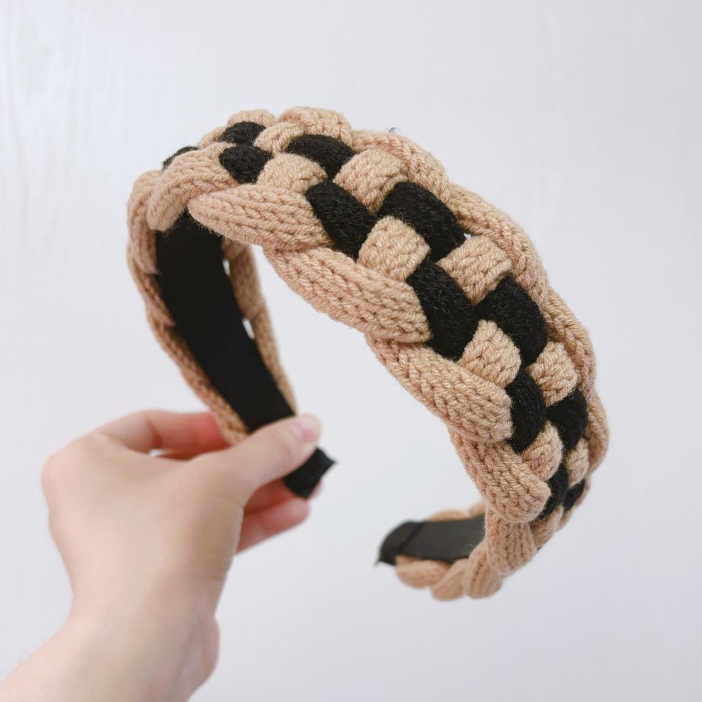 PROLY New Fashion Headband For Women Wide Side Warm Knitted Headwear Patchwork Turban Winter Casual Hair Accessories Hairband