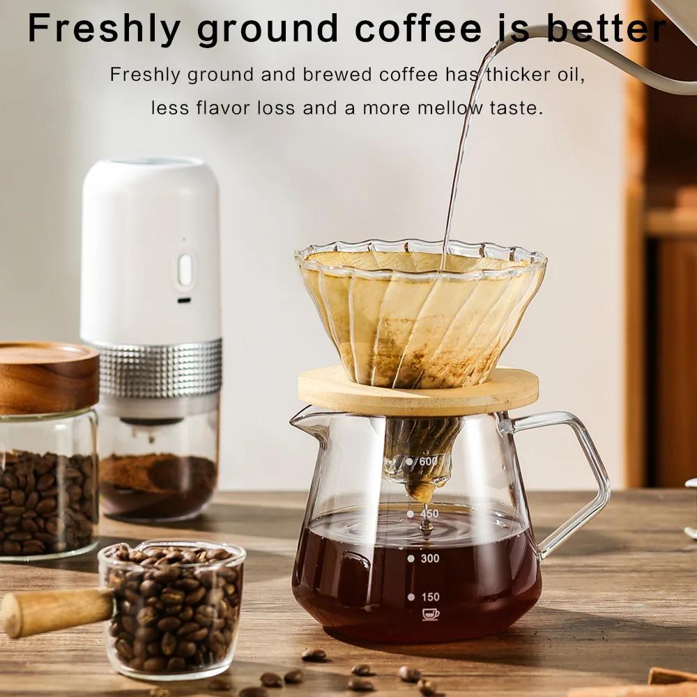 1pc Electric Coffee Bean Grinder Wireless Coffee Bean Processor Rechargeable Espresso Spice Grinder Home Office Travel Items