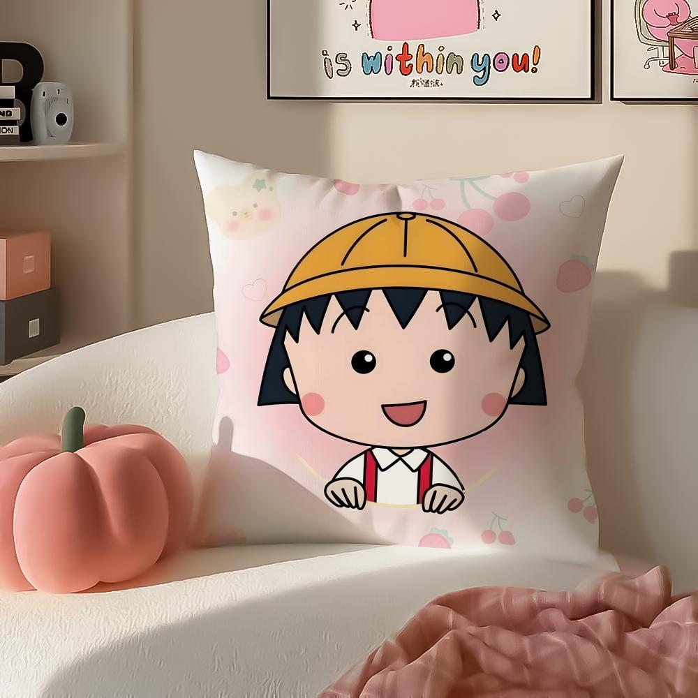 Animation nostalgic CChibi MMaruko chan Cushion Cover Pillowcase Short Plush Invisible zipper Room Sofa Cushion Cover