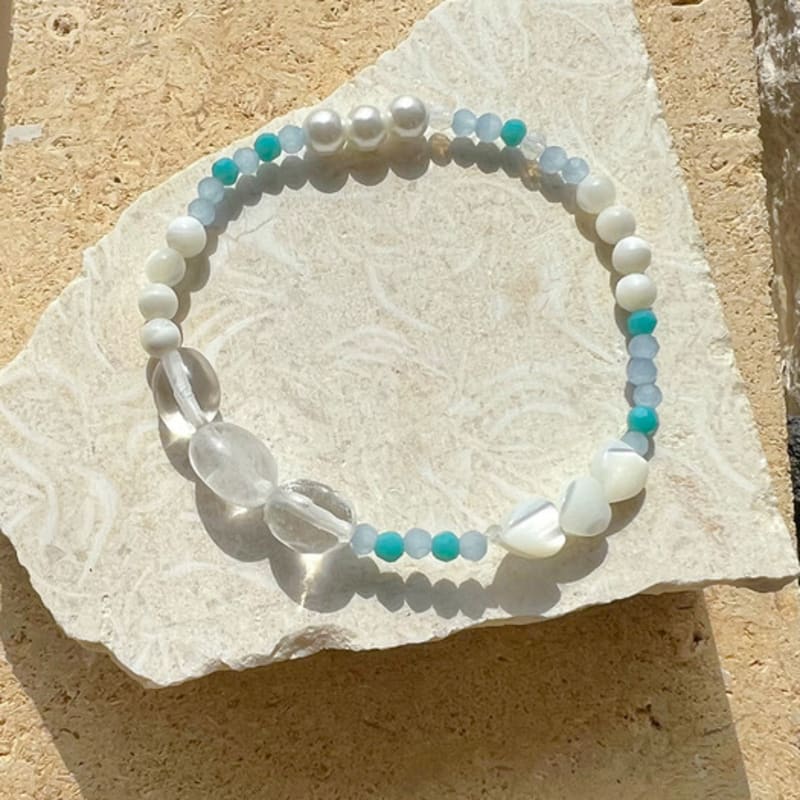KIETIMOOR Clear Vanilla Bracelet Clear Vanilla White Quartz Pearl Gemstone Bracelet