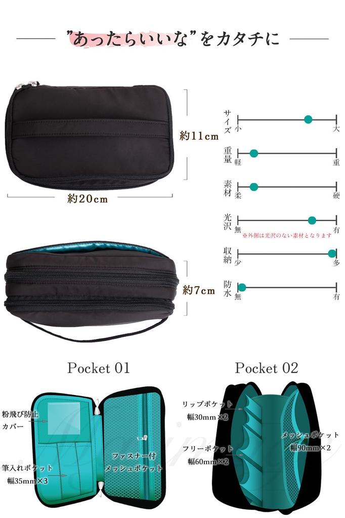 Cosmetic Makeup Cosmetic Gadget Pouch Full Makeup Small Item Pencil Mesh Open Pouch, Pouch, Storage, [Large Capacity, Storage, Functional, 2-Layer