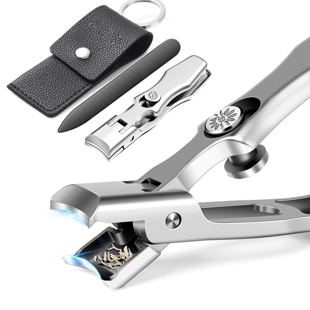 

Набор из 2 шт. Сверхпрочные кусачки для ногтей – Кусачки для ногтей с широким лезвием и уловителем брызг и ПУ чехлом для пожилых людей и мужчин