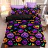 Bettbezug-Set mit Halloween-Motiv, Bettwäscheset mit Cartoon-Kürbis- und Fledermaus-Aufdruck, weich, bequem, atmungsaktiv, Bettbezug für Schlafzimmer
