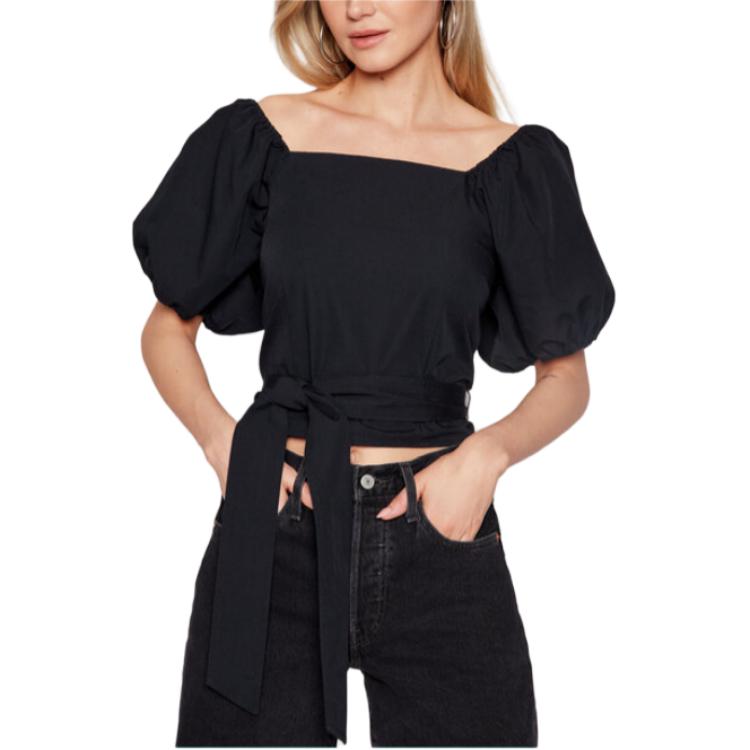 

Levis Однотонная рубашка с квадратным вырезом и короткими рукавами-буфами Женские топы Черный 29298-0001 S