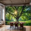 Green Wilderness Stream Forest Tapestry, Nature Landscape Wall Hanging, Fresh Healing Wall Decor for Bedroom Living Room