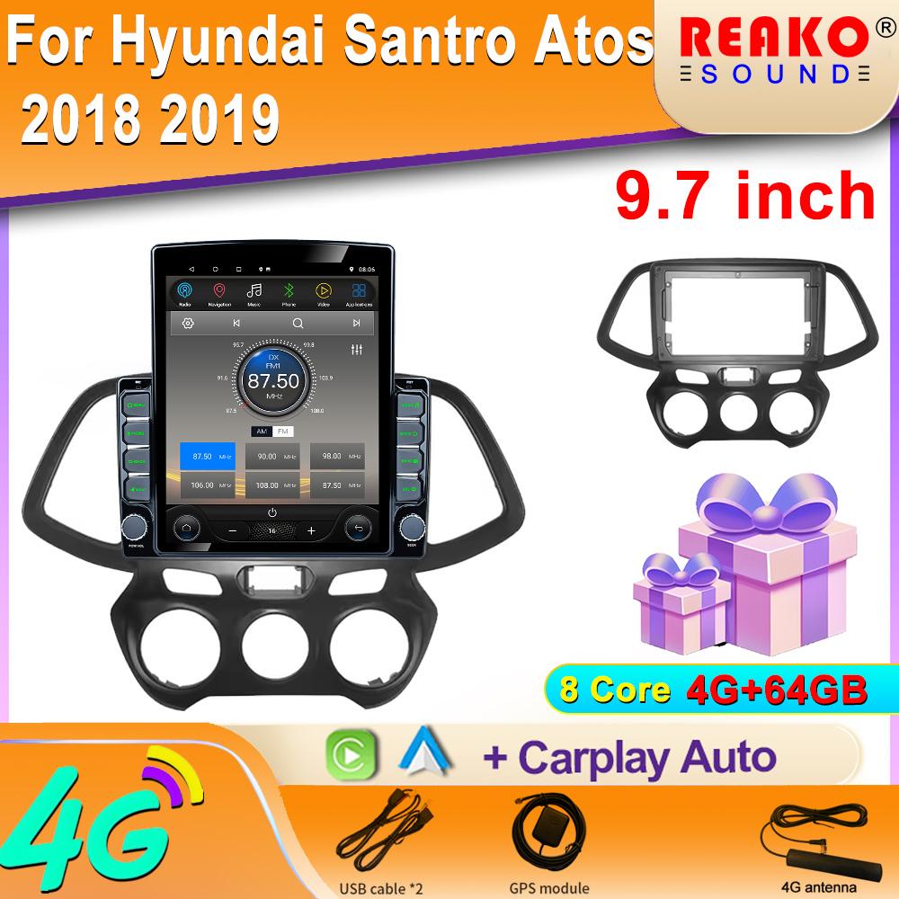 9.7" Vertical Style Tesla Screen Android Car Radio For Hyundai Santro Atos 2018 2019 GPS Navigation Multimedia Screen Player