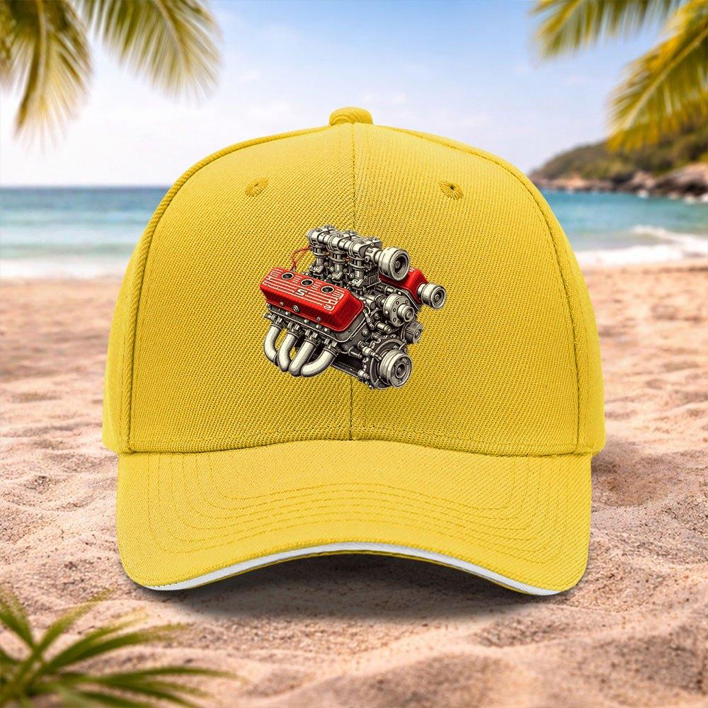 Red Engine Baseball Cap Unisex for Weddings Festivals Cycling Camping Photography Multiple Colors