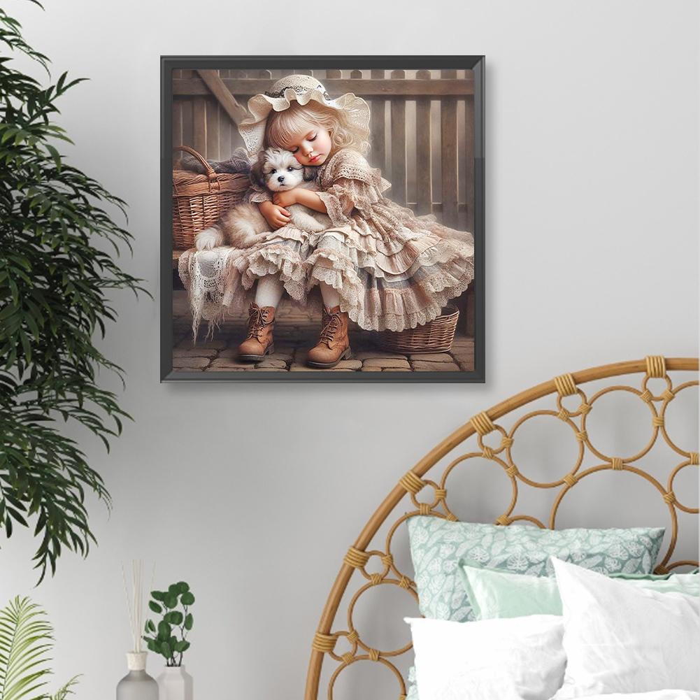 Girl 5D DIY Full Drill Round Diamond Painting Kit for Home Wall Decoration