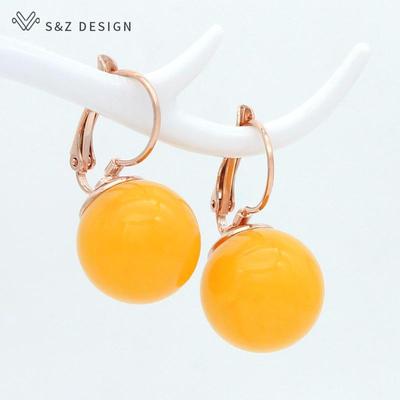 Boucles d'oreilles rondes en Imitation de perles pour femmes et filles, bijoux de fête de mariage, couleur or Rose, à la mode