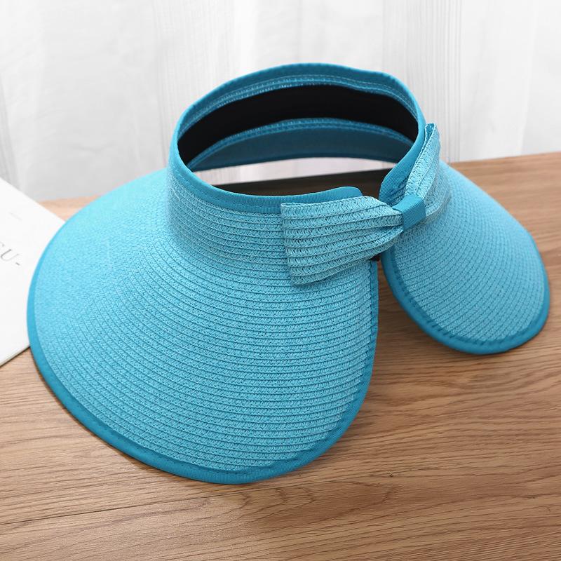 Summer Straw Hat For Women Foldable Wide Large Brim Bowknot Visors Hat Travel Sun Hat Chapeau Femme Beach UV Protection Caps