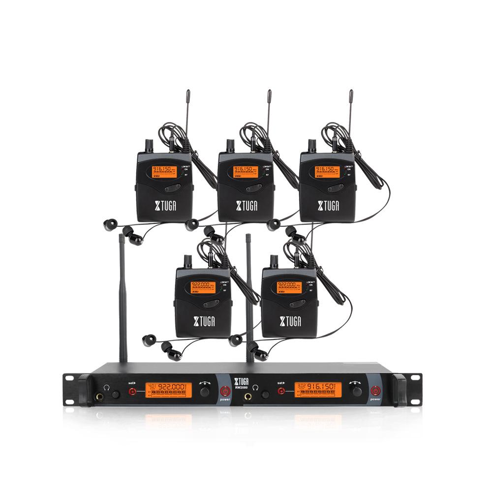 XTUGA RW2080 UHF Dual-Channel Wireless In-Ear Monitor System with Rackmount 2U Transmitter for Stage and Recording
