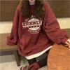 SeiunAn Long Sleeve English Logo Loose Plus Sizes Fall Korean Long Sleeve Long Crew Neck Women's Sweatshirt, Spring, Autumn, Winter, Pullover,