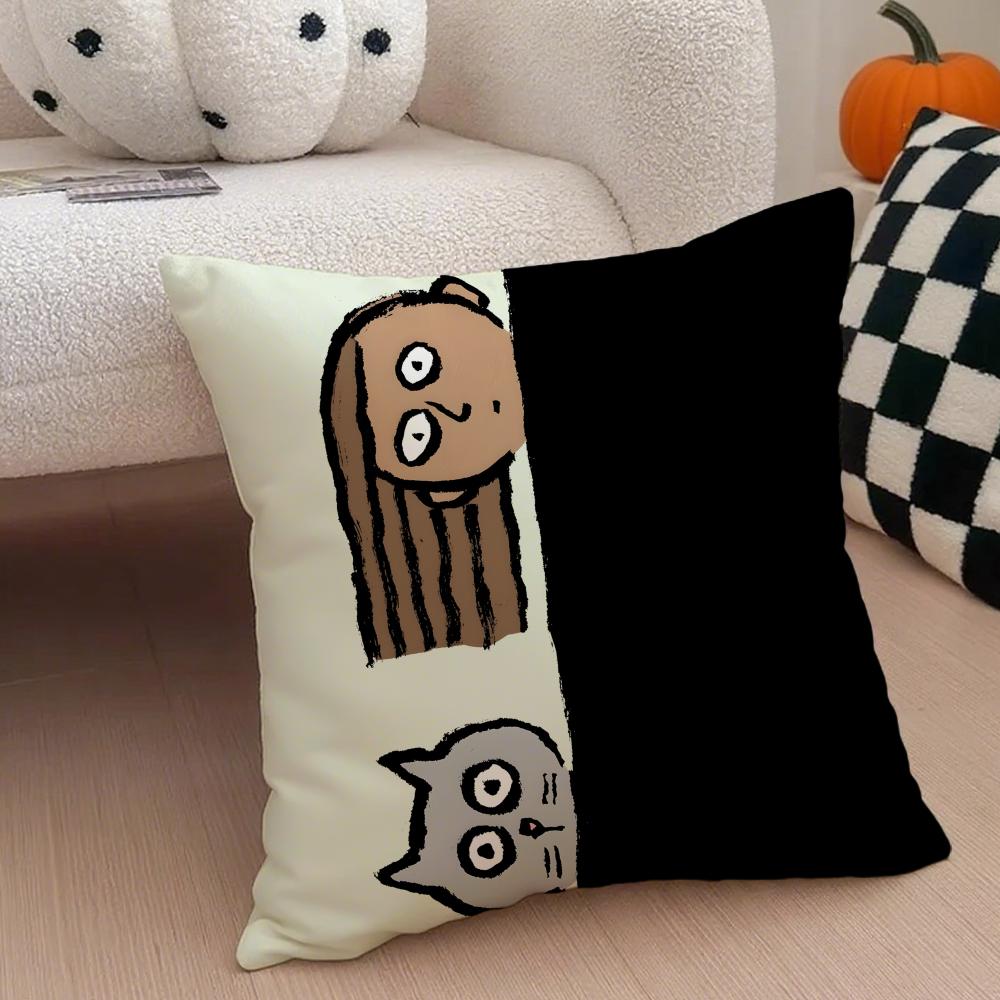 Minimal Witty French Art JJean Jullien Cushion Cover Throw Pillow Cover Hidden Button Durable Polyester Chair Cushion