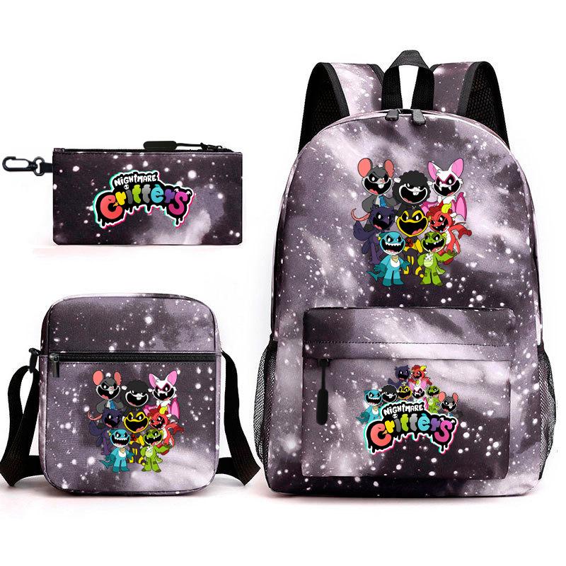 Poppy's Game Time Starry Sky Elementary School Bag Nightmare Animal Large Capacity Backpack Three-piece Set