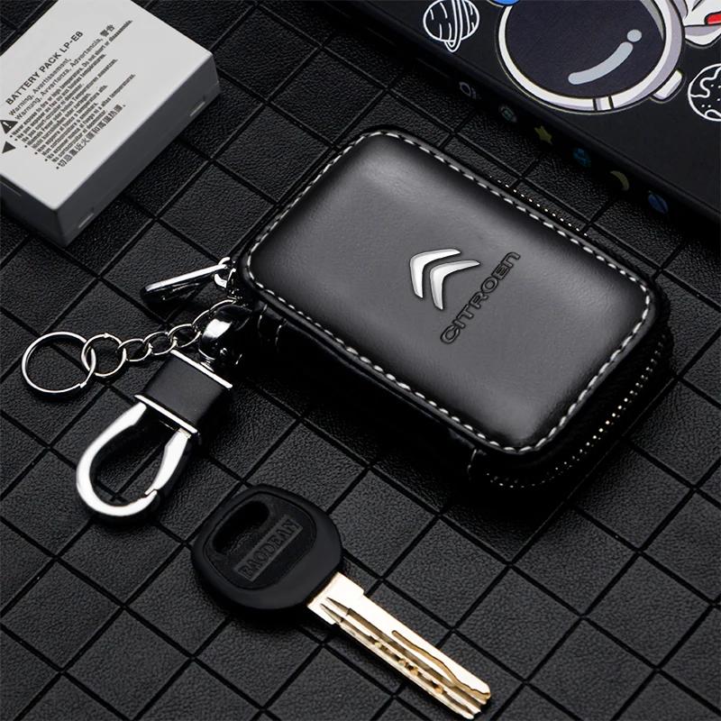 Leather Car Key Holder Car Keychain Bag Organizer Car Key Case for Citroen C4 C3 C5 C1 C2 Berlingo C-Elysee C4-Picasso aki256