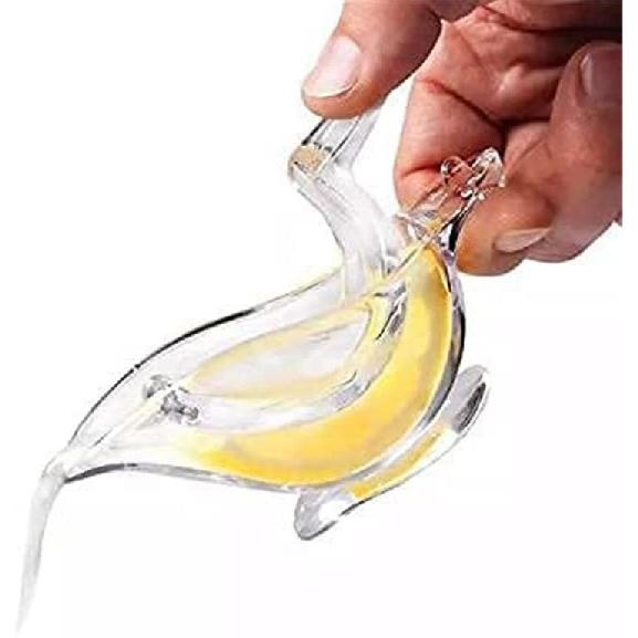 New Acrylic Manual Lemon Slice Squeezer, Portable Transparent Fruit Juicer, Elegance Bird Shape, Hand Juicer for Orange Lemon Lime Pomegranate (4Pcs)