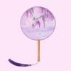 Double-Sided Classical Fan, Ancient Style Semi-Transparent Round Fan with Tassels, Women's Ancient Costume Hanfu Cheongsam Silk Fan