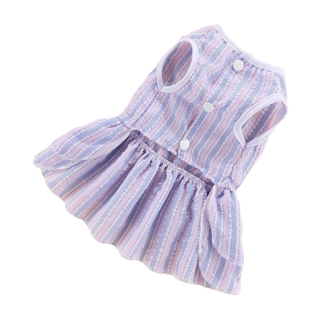 Haustier Gestreiftes Kleid Atmungsaktiv Frühling Sommer Katzenkleid mit Schleife für Französische Bulldogge Bichon Teddy Pomeranian