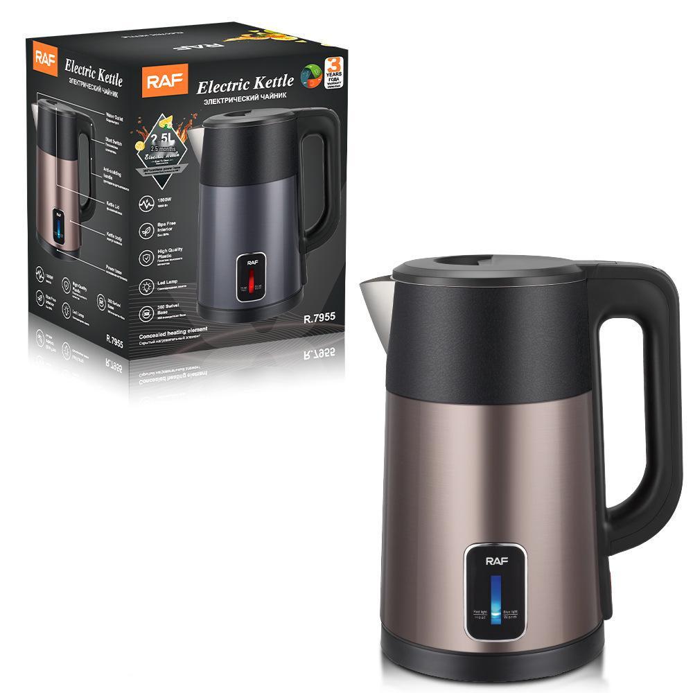 Stainless Steel Electric Kettle with Auto Shut-Off, 2.0L Food Grade Tea Maker