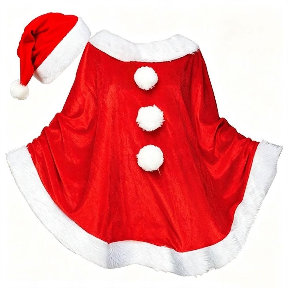 Plush Christmas Cloak and Hat Thick Santa Claus Costume Fashion Xmas Cape Christmas Party Costume