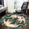 1pc Floral Cats Office Round Area Rug,  Mat Suitable For Office, Under Office Chairs Bedroom Living Room Home Decor, Room Deco