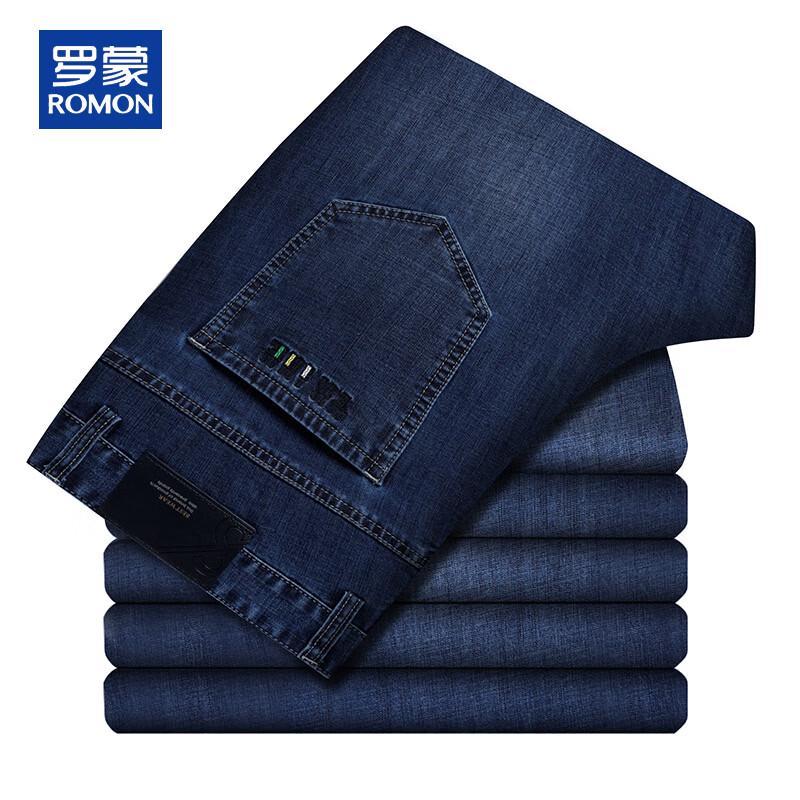 ROMON Men's Summer Loose Straight Stretch Jeans