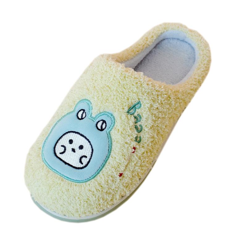 Make warm cotton slippers home indoor couple thickened non-slip cute plush autumn and winter confinement slippers