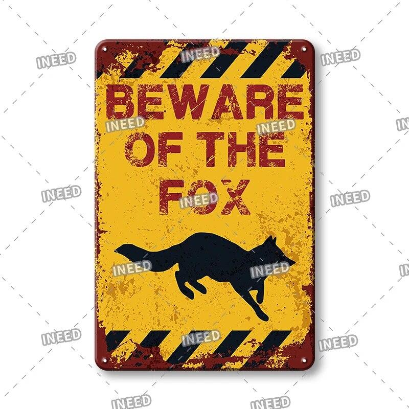 Plakette Vintage Metall Vorsicht Tier Metall Blechschild Tiere Warnung Vintage Blechschild Metallplatte für Wand Pub Bar Club Wanddekoration