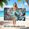 Barber Salon Theme Quick Dry Beach Towel Custom Name Text Print Large Sand Resistant Towel Beach Vacation