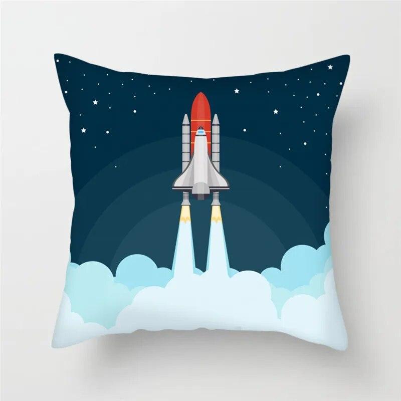 Cartoon Astronaut Rocket Spaceship Sofa Home Bedroom Decoration Pillowcase Kids Room  Space Theme Cushion Cover