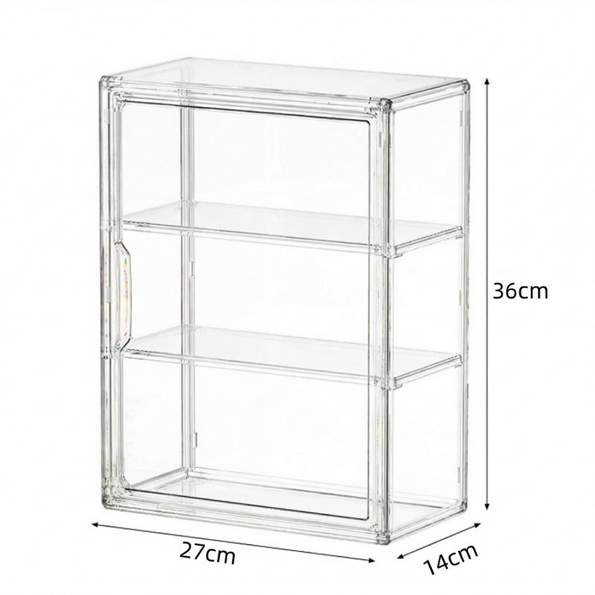 

1 Pc clear acrylic figure display case with two removable shelves, waterproof and dustproof storage box for mini figurines