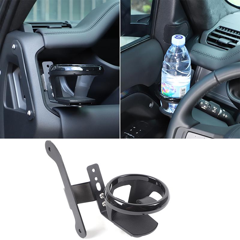 BJL1 For Land Rover Defender 110 130 2020-2026 Carbon Steel Black Car Passenger Dashboard Side Cup Holder Interior Car Accessories