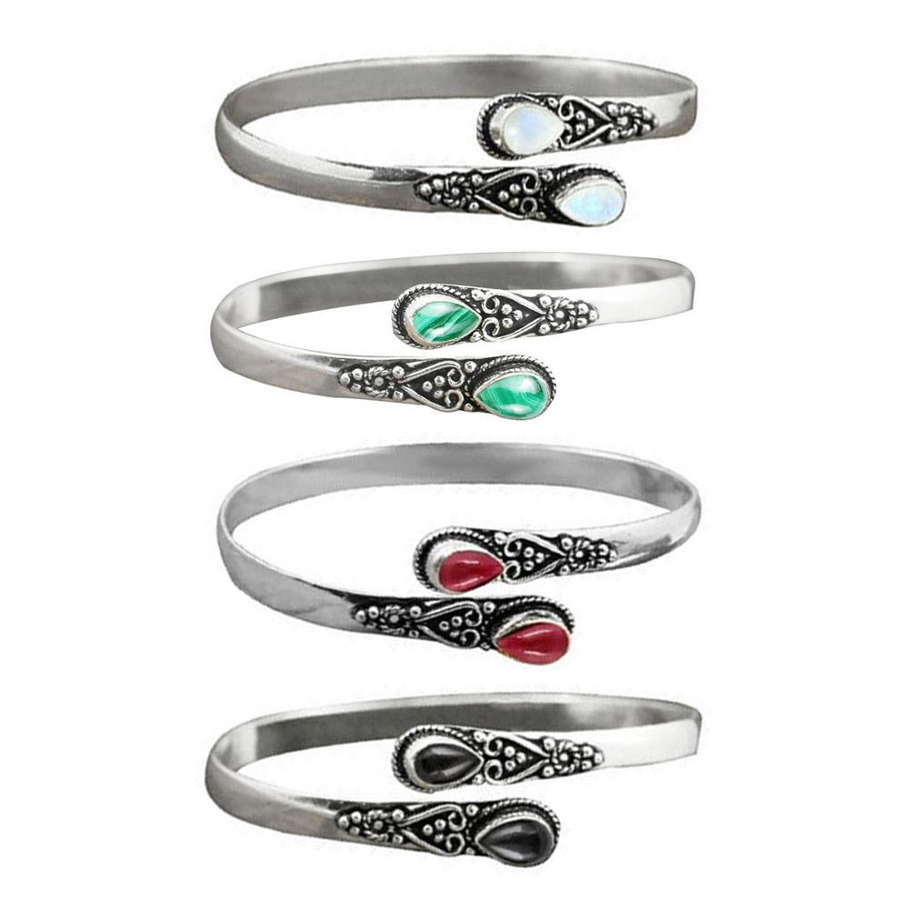 Bracelet Vintage Ouvert Réglable en Pierre d'Ambre Bleue Pour Hommes Bijoux Décontractés Manchette Bracelet Femme Gi K4X8