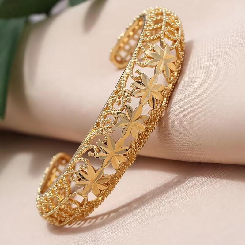 Dubai Gold Color Bangles for Women Dubai Bride Wedding Ethiopian Bracelet Africa Bangle Arab Jewelry Gold Charm Bracelet