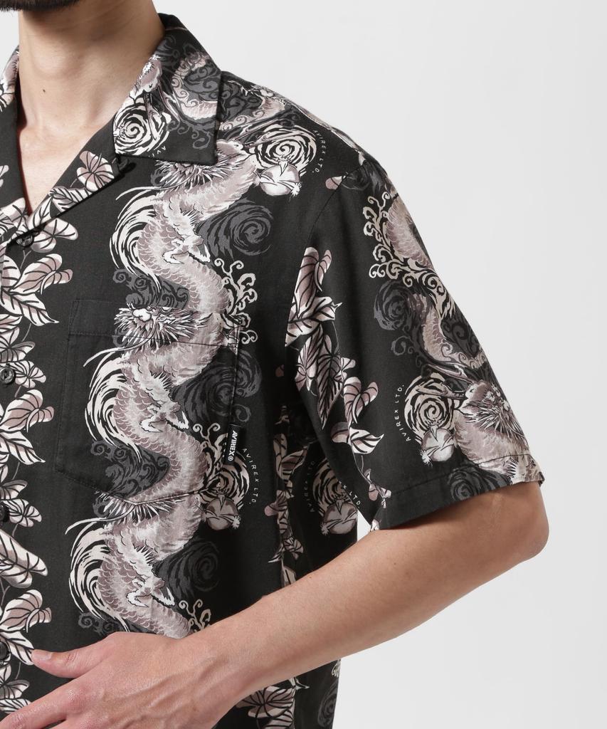 AVIREX Aloha Shirt Dragon Rise Size L 010 Black (WEB&DEPOT Exclusive) Men's 783-5123024