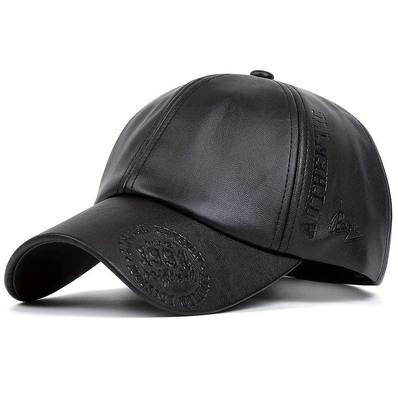 Unisex Vintage Leather Baseball Caps Outdoor Adjustable Spring And Autumn Casual Sunscreen Hat