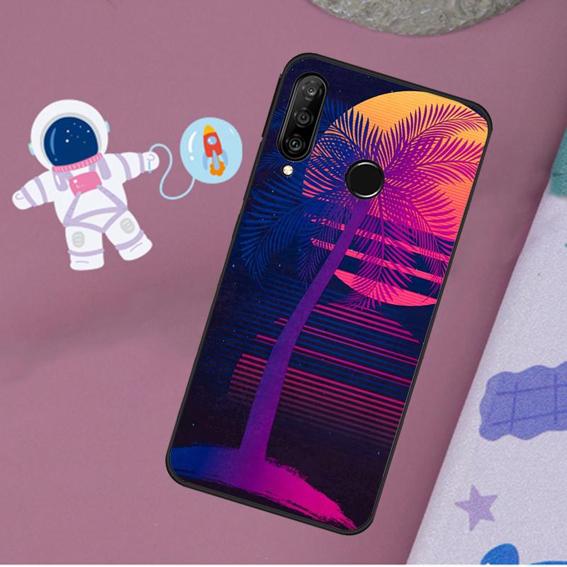 Retrowave Neon Palms Tree For Huawei Nova 10 9 SE 11 Pro Y60 Y70 Y90 Y61 Y91 Y72 Y73 12i 11i 8i P20 P30 P40 Lite Case