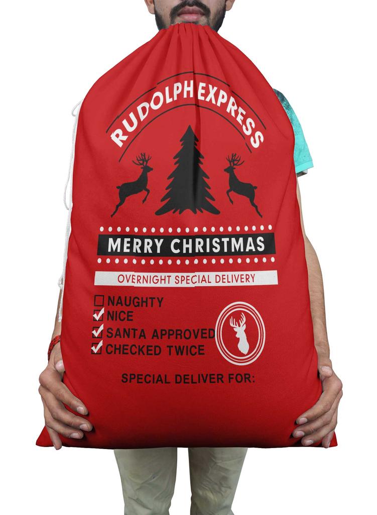 Printtoo Pack Of 2 Pcs Xmas Presents Storage Bags Large Santa Gift Sack With Drawstring Christmas Party Favor 27x20 Inch