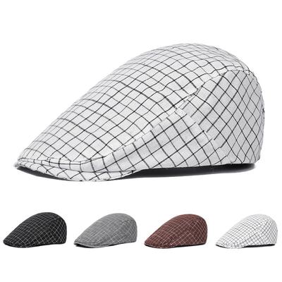 Plaid Beret Men Forward Cap Spring Retro Peaked Cap