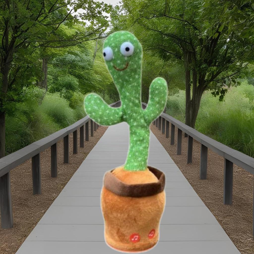 Dancing Cactus Plush Toy with Cute Expressions, Potted Plant Shape, and Music Function, Green Plant Dancing