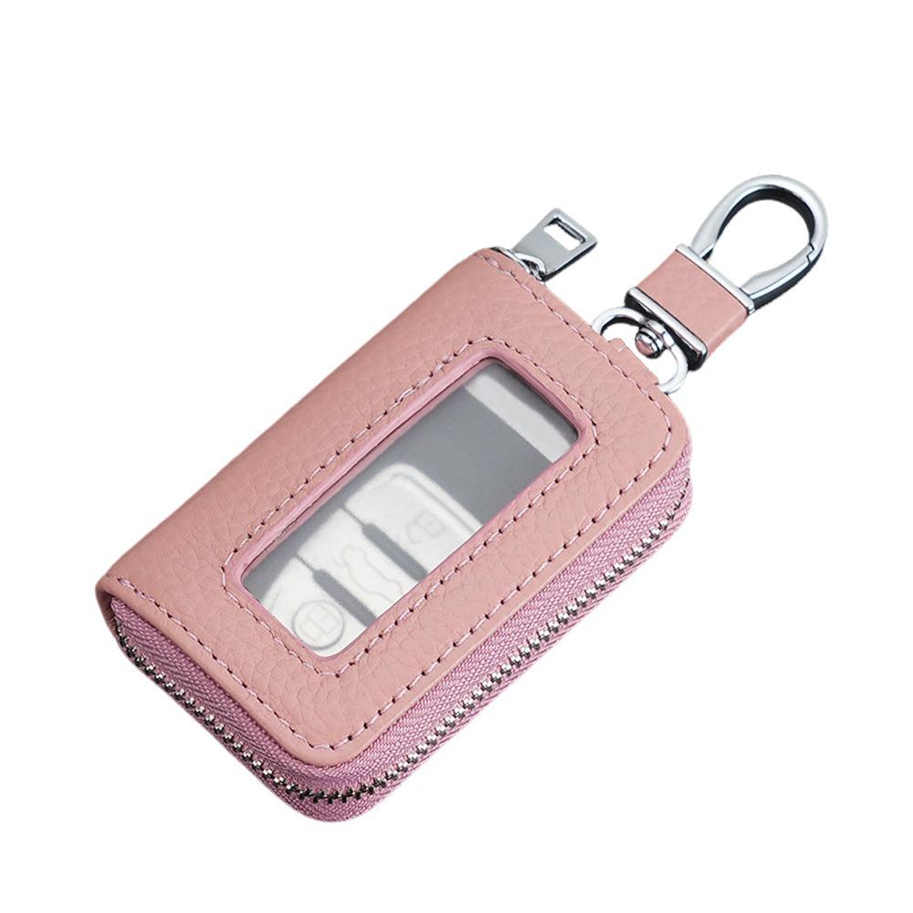 Universal Leather Car Key Bags Zipper Classic Key Pouch Hook Keychain Holder Men Women