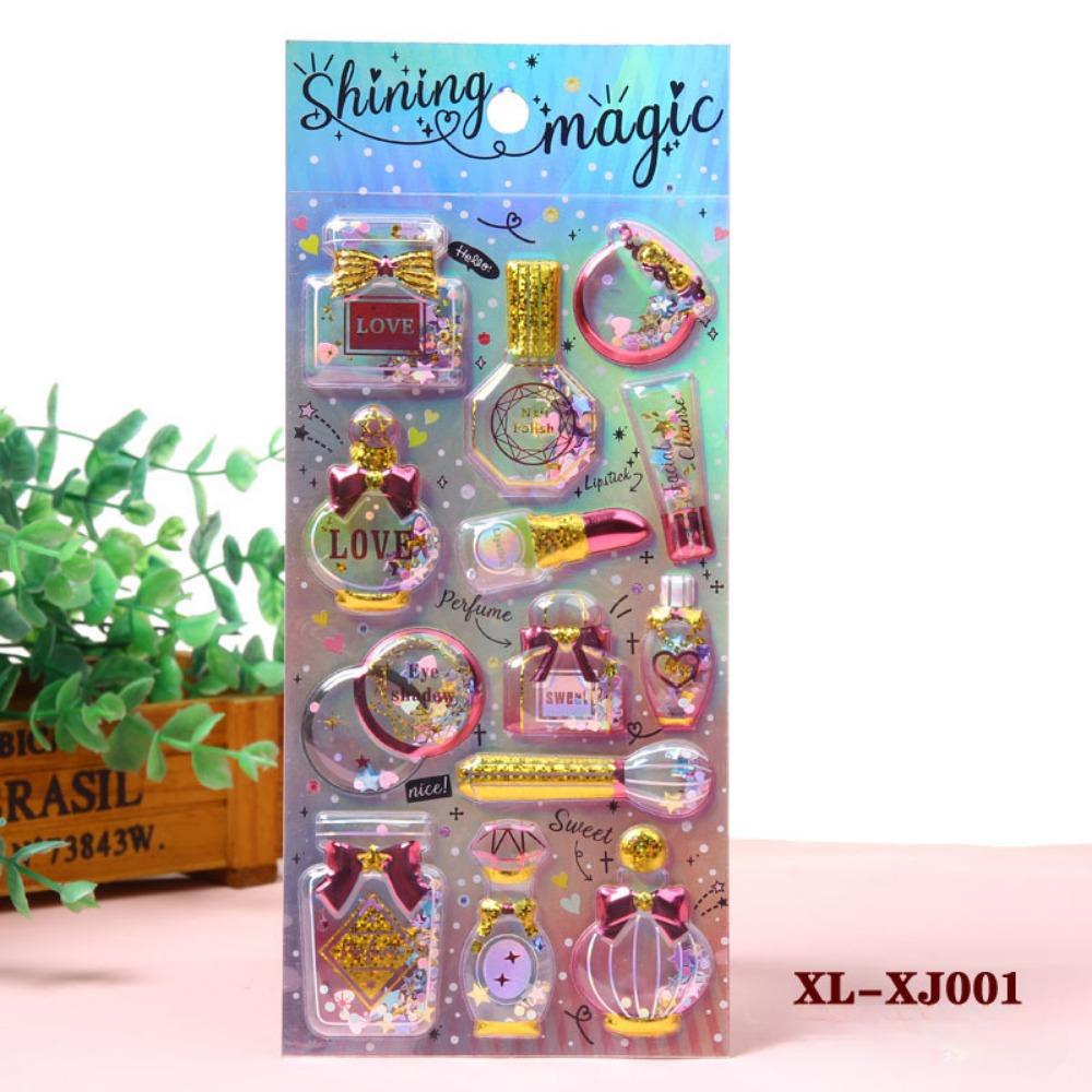 1 PCS Shiny Hot Stamping Cute Stickers 3D Three-dimensional Crystal Shaking Gemstone Stickers for Phone Decoration INS Style Stickers