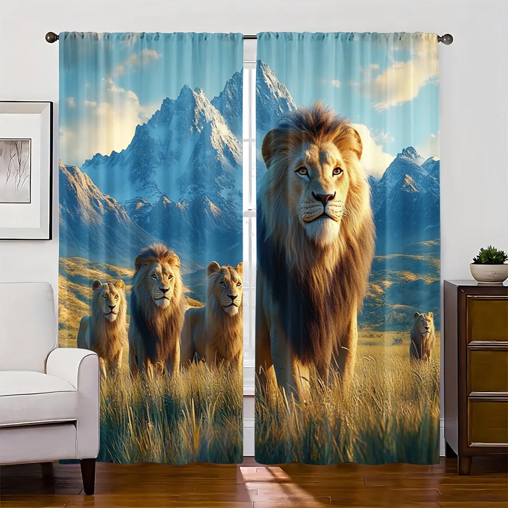 2pc    Drapes Lion and Pride Machine Washable Polyester  Without Electricity Festive Wall Decor Suitable for Holiday Decorations