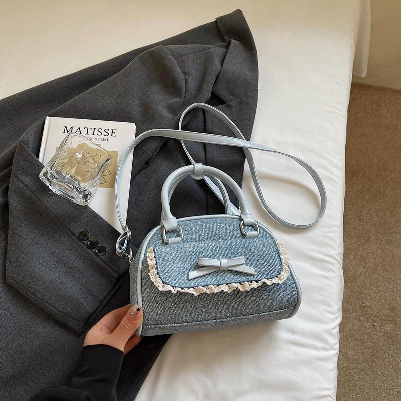 

High-value niche bow bag women s 2025 summer new fashion handbag casual simple messenger bag синій