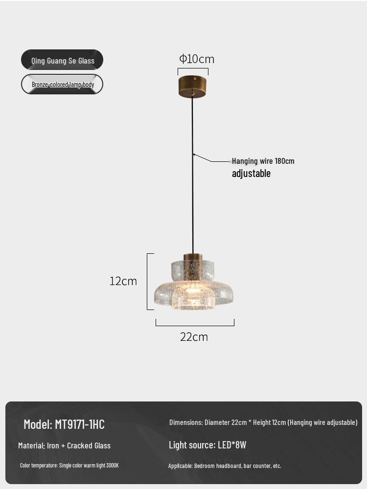 Retro Luxury Bedside Pendant Lamp - Designer Wall & Bar Counter Lighting
