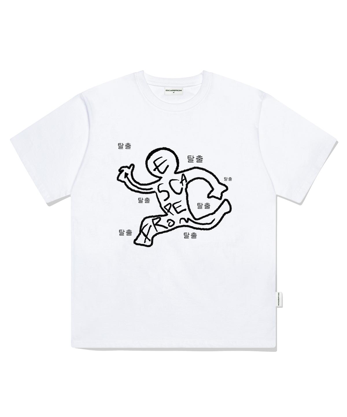 Escape From Escape Run Print Oversized Short Sleeve T-Shirt White S
